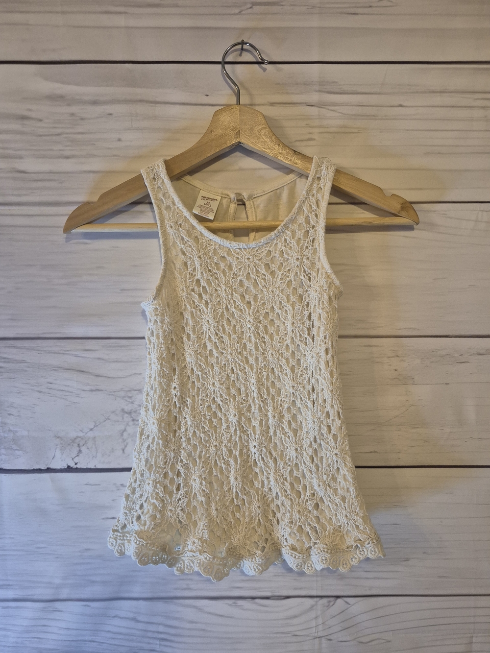 Arizona Jean Company Cream Crochet Lace Tank Top Size 10-12